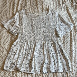 URBAN Romantics White and Black Dotted Blouse